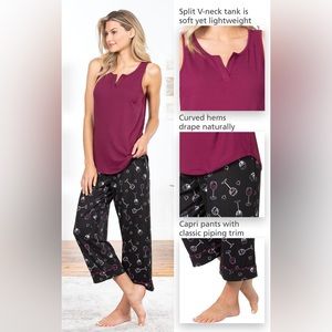 Pajama Gram Wine Down Tank Capris -BRAND NEW in bag